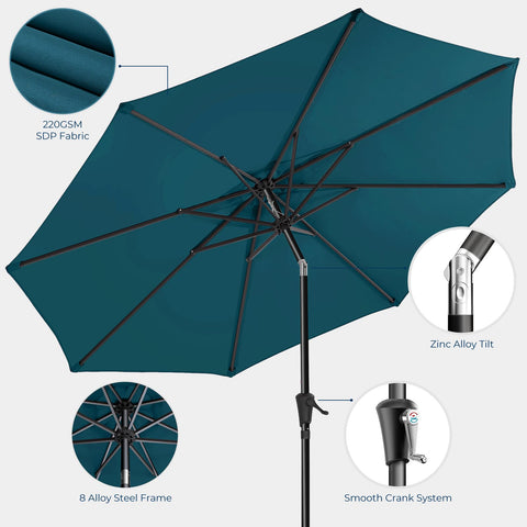 HOMSHADE 9ft frame features rust-resistant steel alloy for outdoor durability.