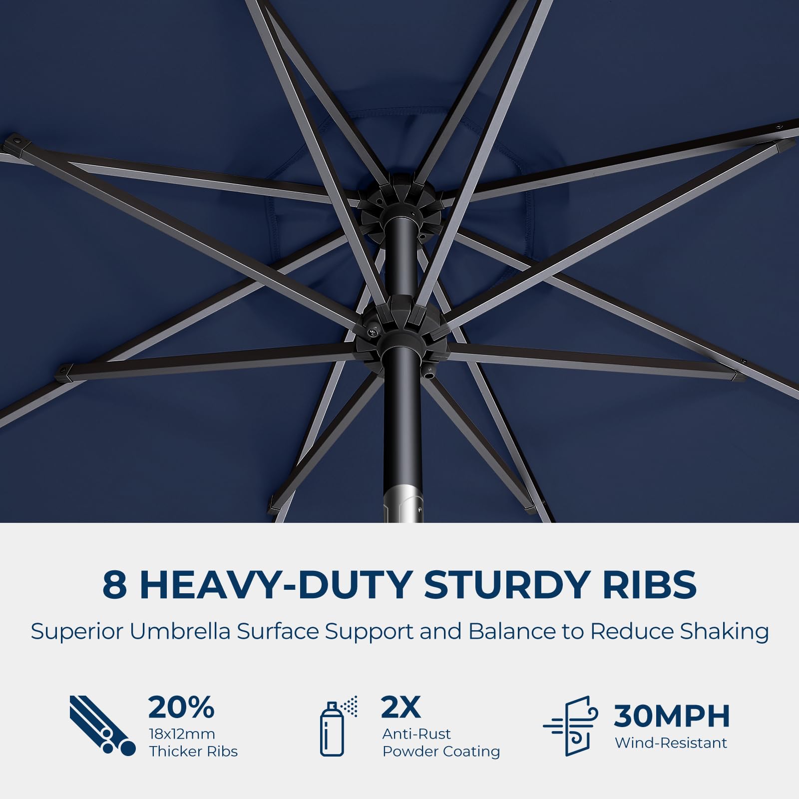 Top vent promotes airflow and stability during windy days