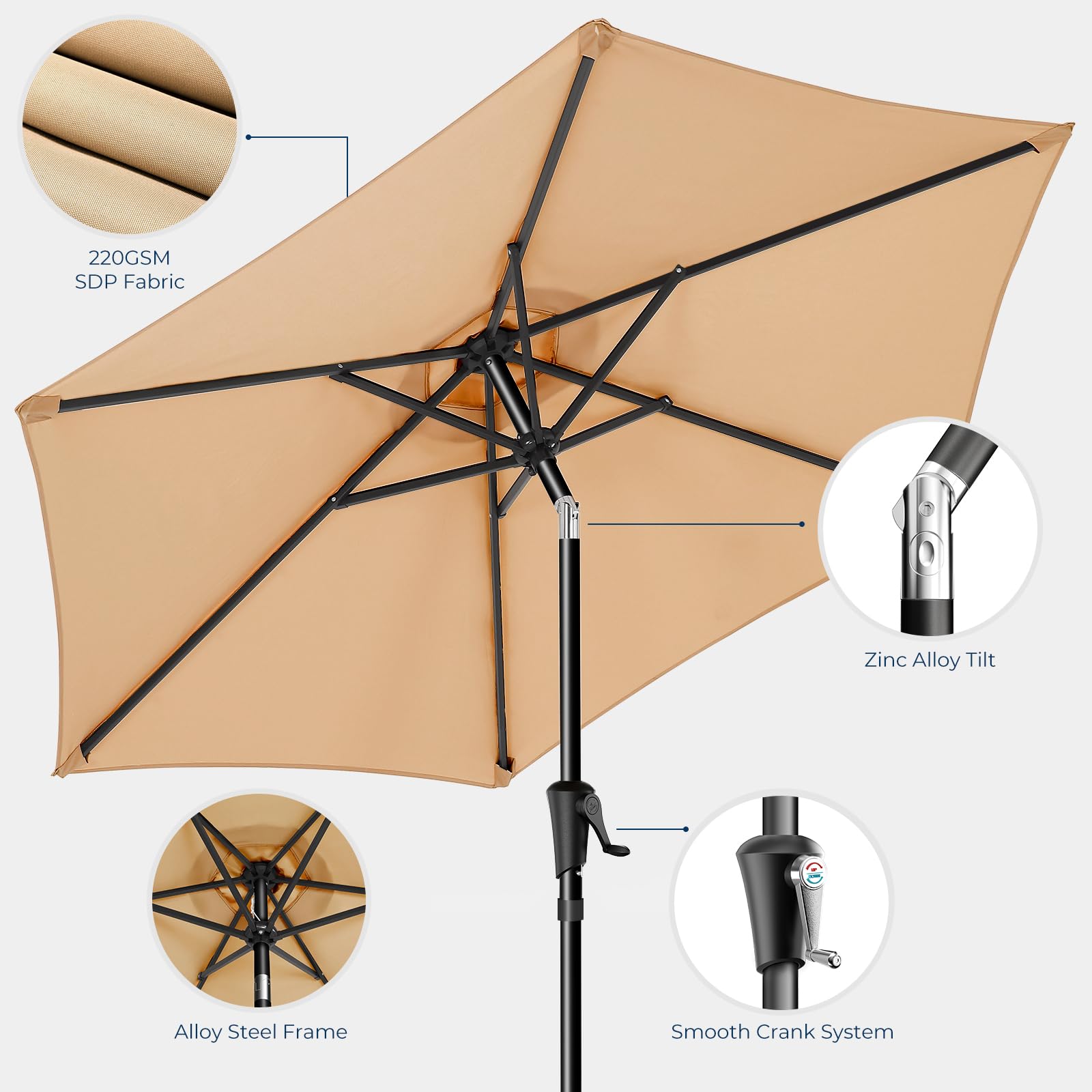 HOMSHADE deck scene with durable frame and fade-resistant canopy.