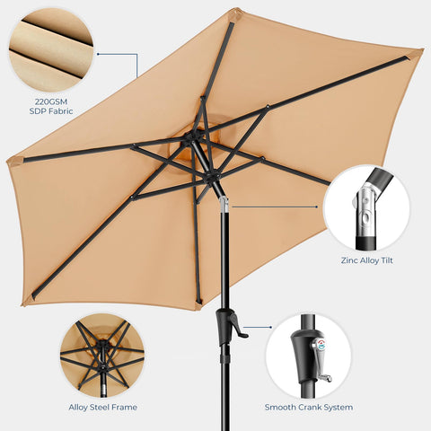 HOMSHADE deck scene with durable frame and fade-resistant canopy.