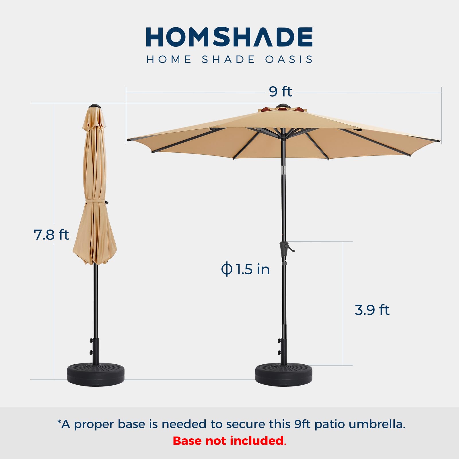 HOMSHADE 20% thicker ribs offer balanced support and durability.