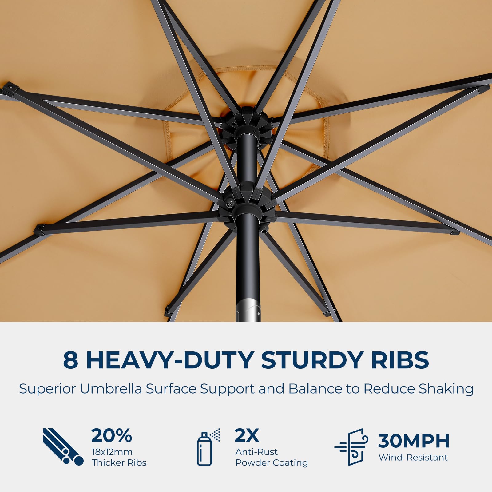 HOMSHADE secure storage strap keeps the umbrella folded safely.