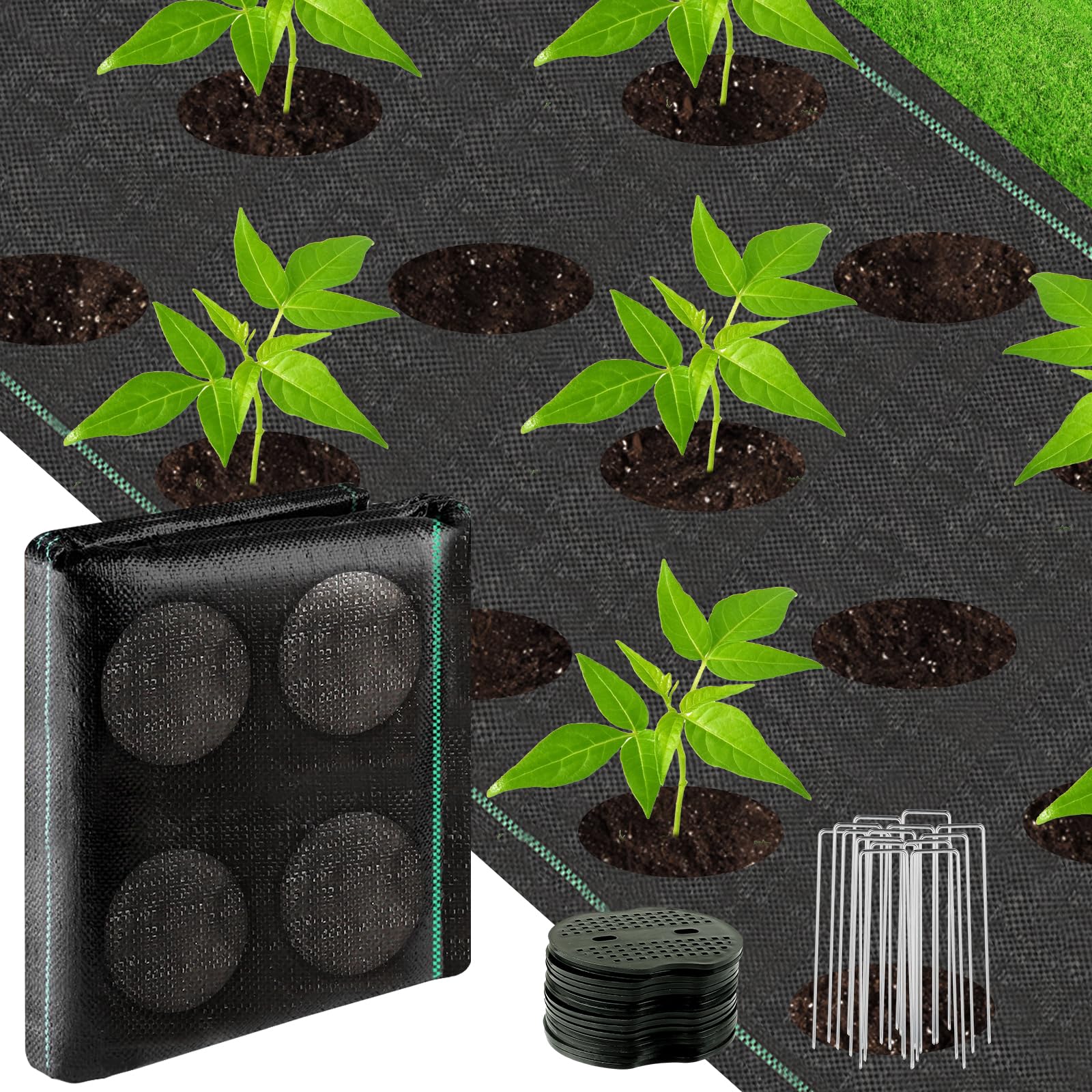 HOMSHIAM weed-barrier landscape fabric full roll for weed suppression and soil protection