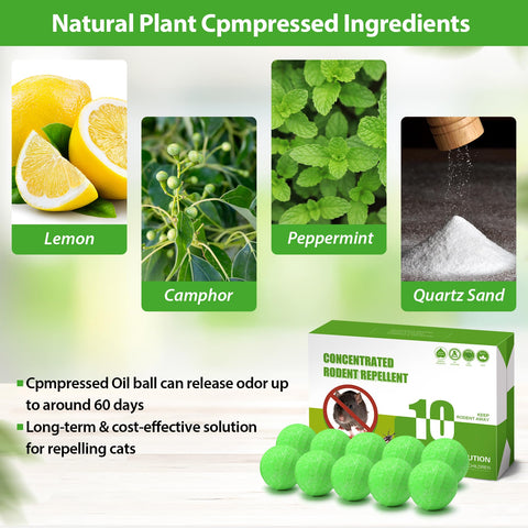 Homsor rodent repellent balls placed indoors deter mice with natural peppermint scent.