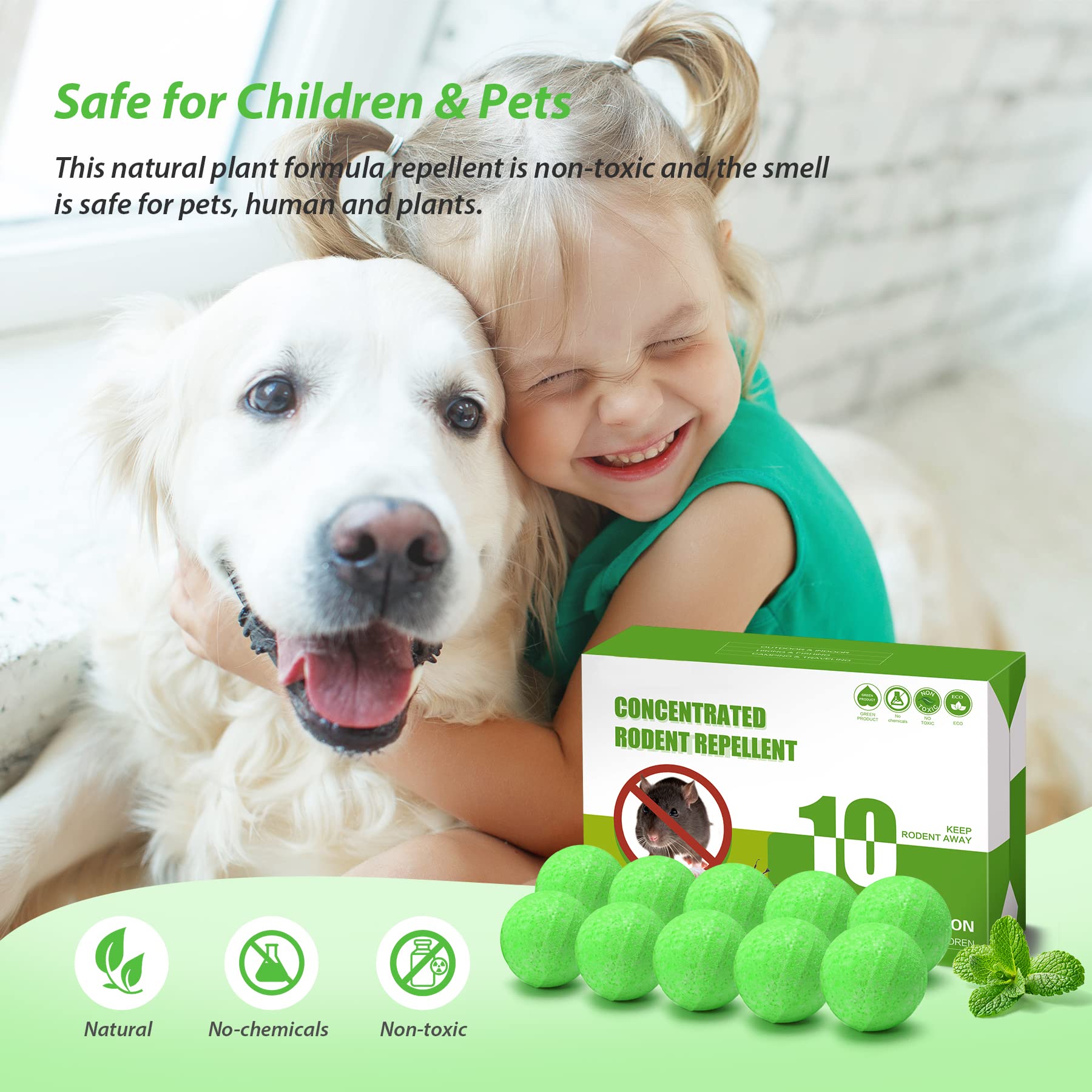 Homsor rodent repellent balls placed outdoors deter rodents around yards and sheds.
