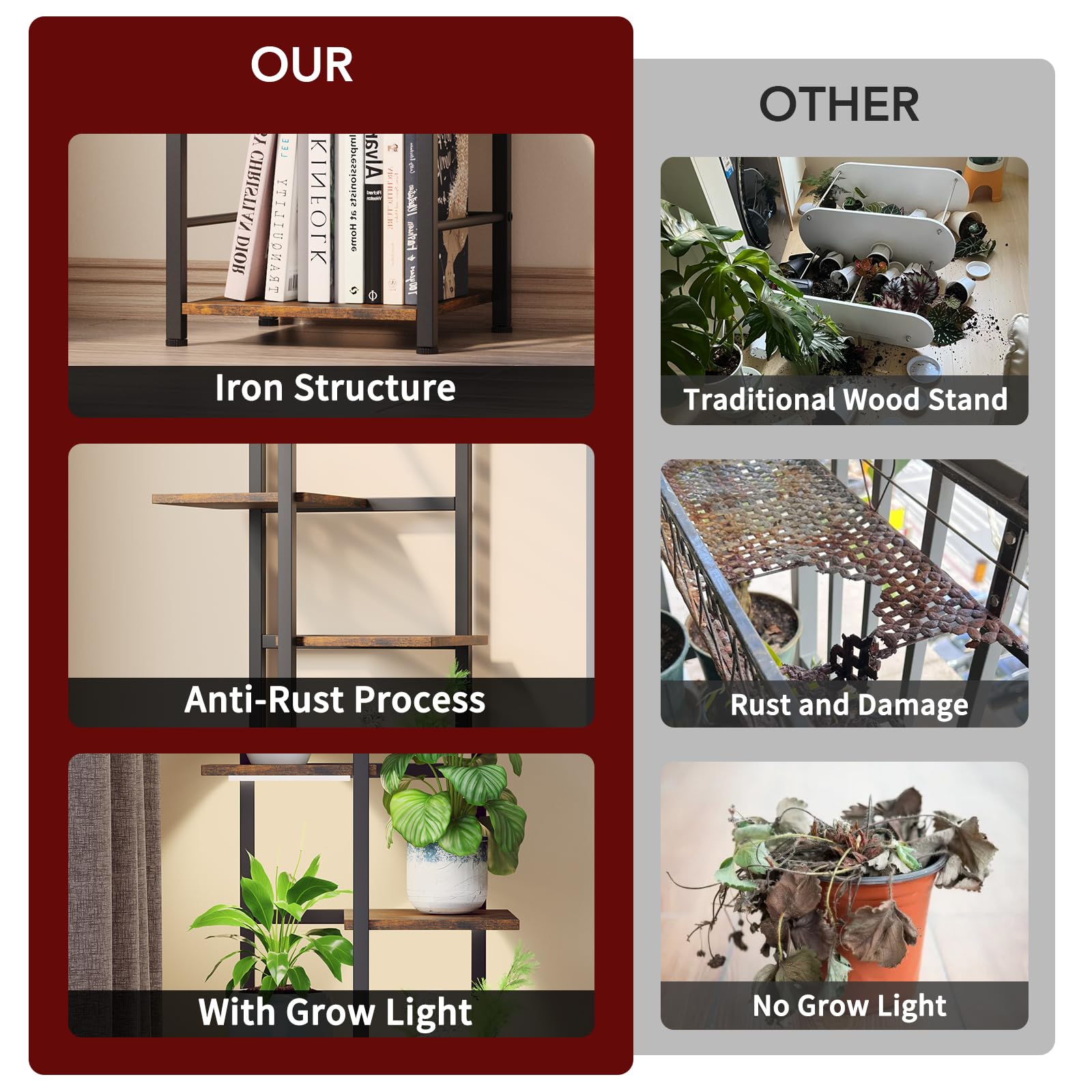 Homsorout adjustable grow lights with timing settings for flexible care.