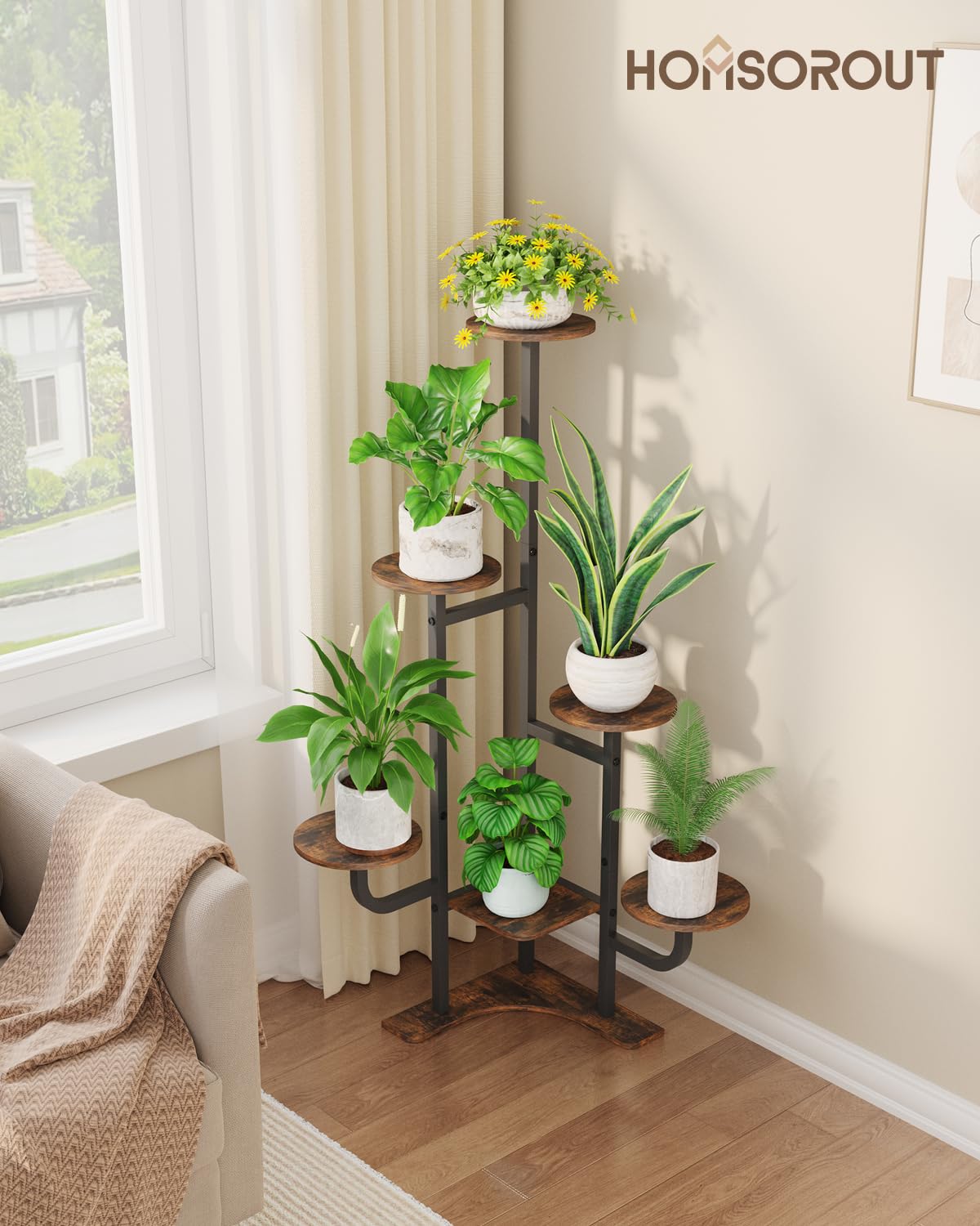 Homsorout corner plant stand height and fit guide for corners.