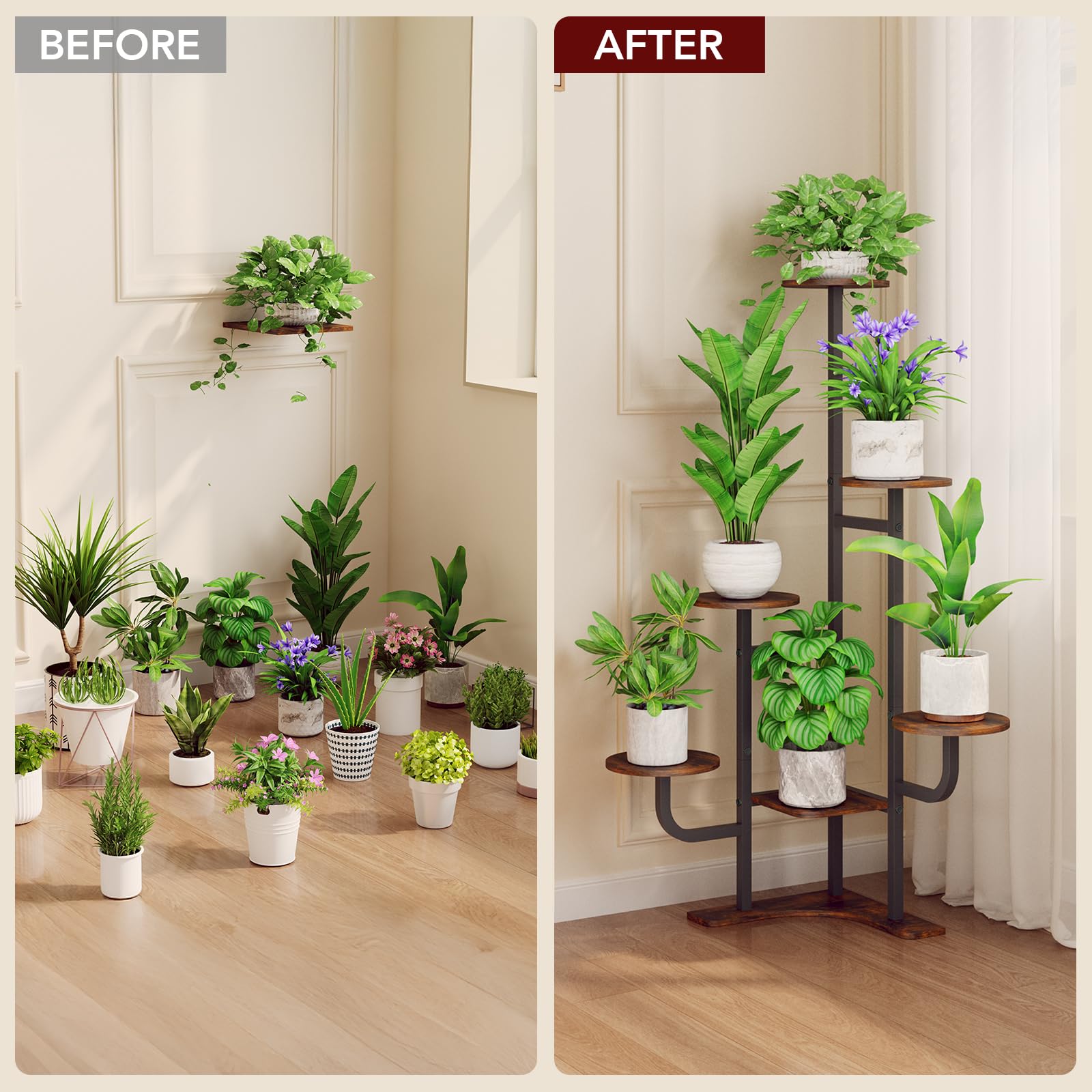 Homsorout durable 6-tier shelf fits corners and small rooms.