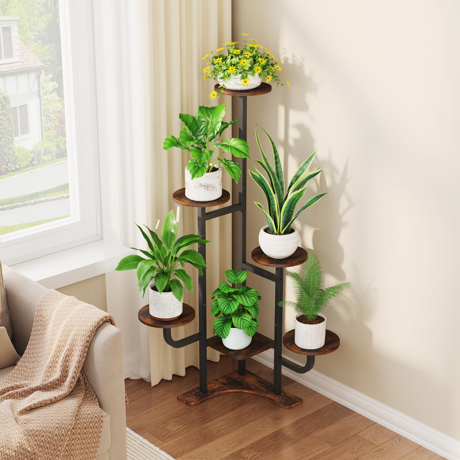 Homsorout top tier grow light illuminates plants for healthier indoor growth.