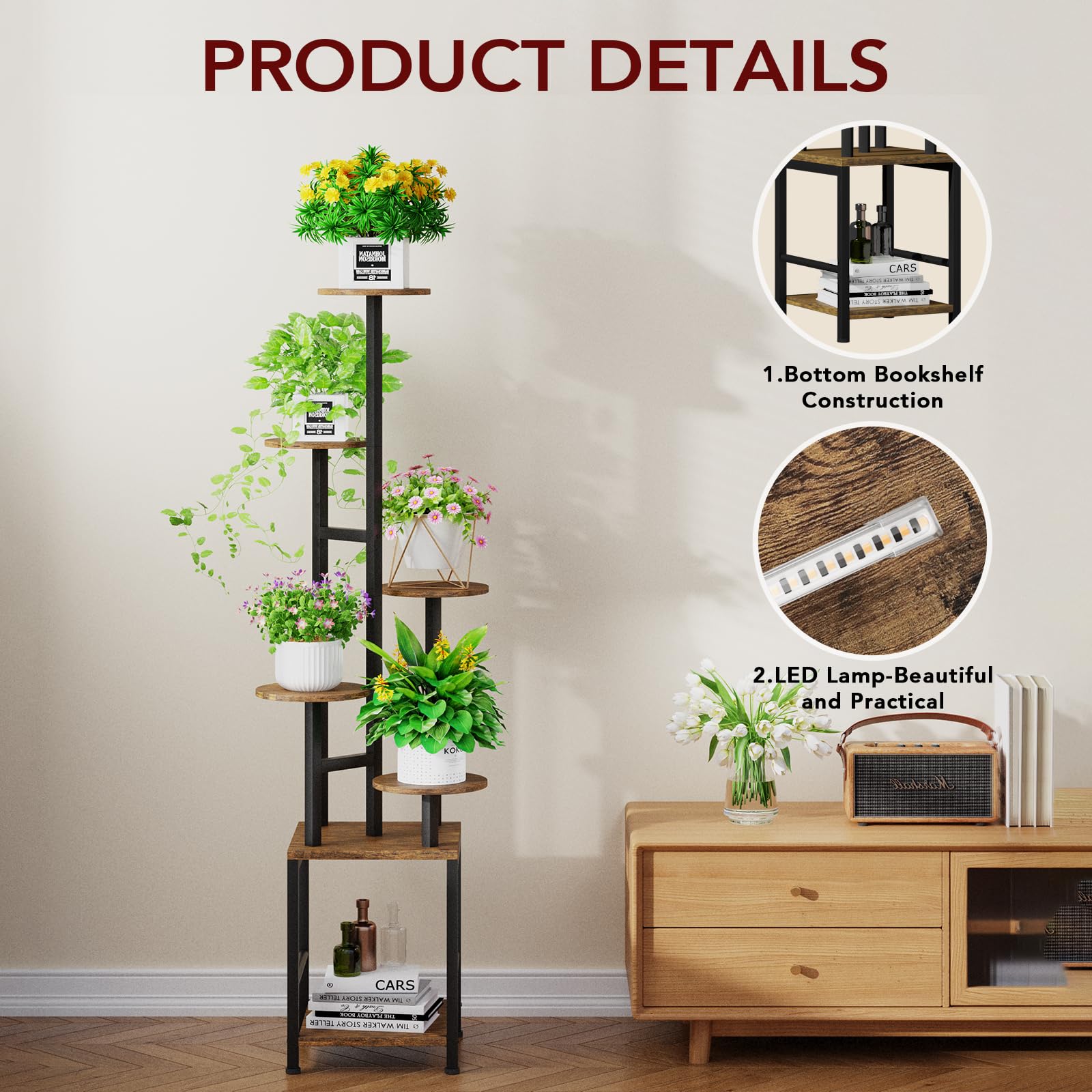 Homsorout metal-frame six-tier shelf combines durability with modern aesthetics