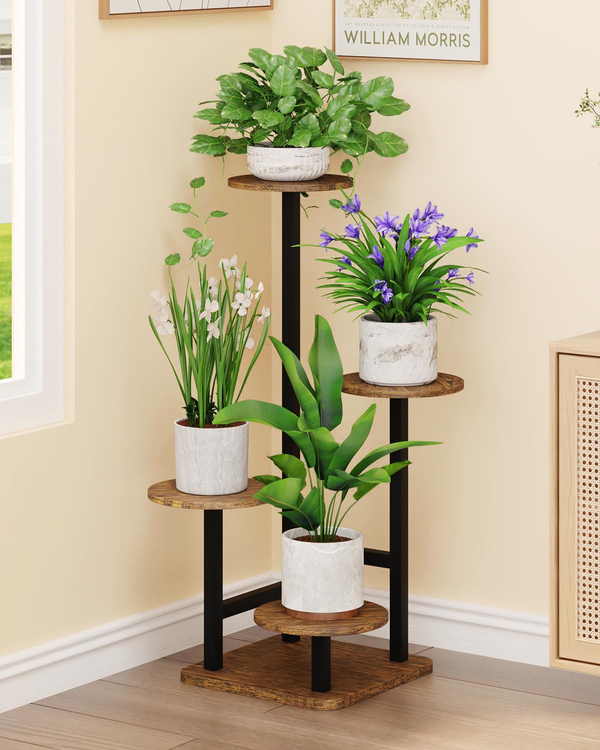 Homsorout 4-tier plant stand in a corner setup, offering space-saving display.