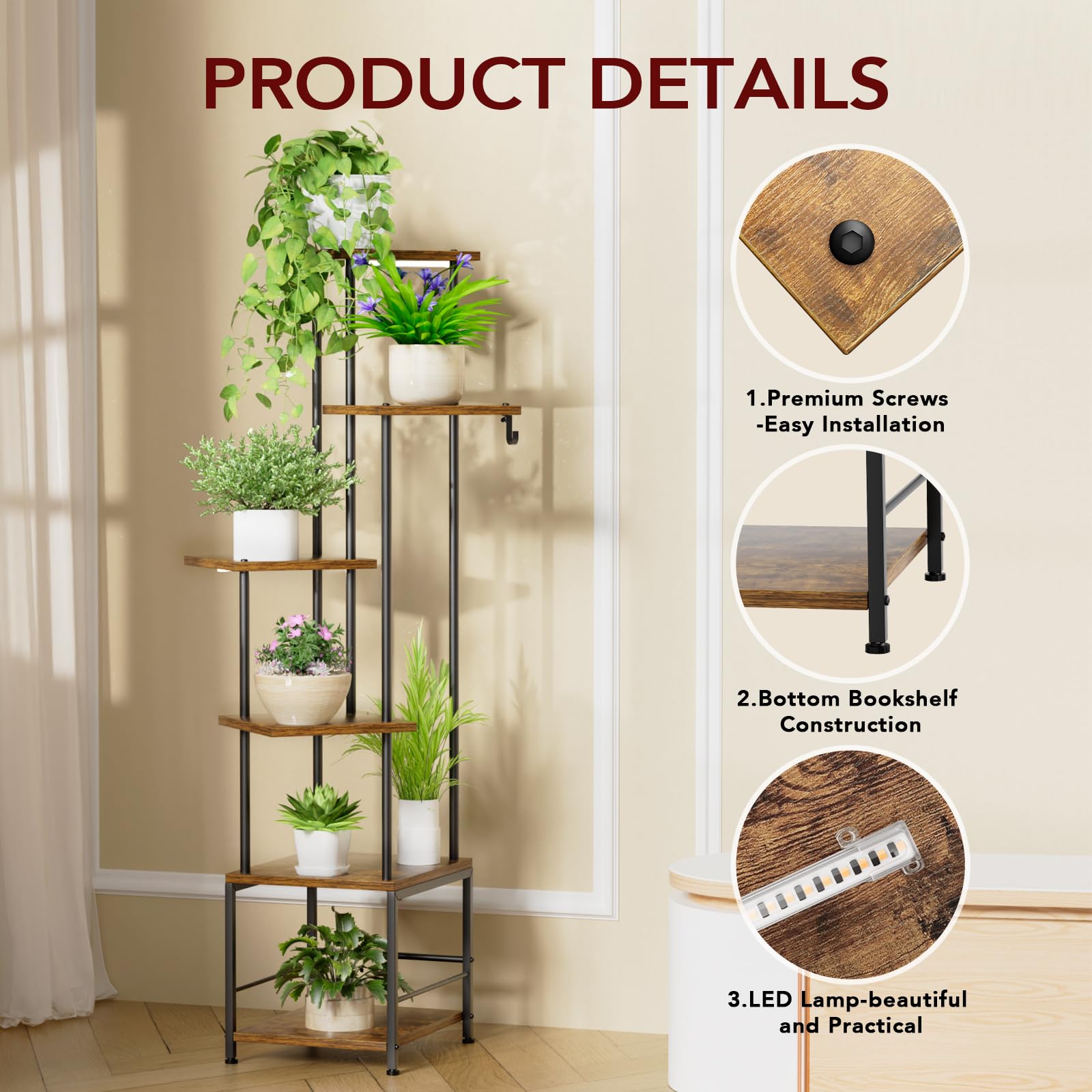 Homsorout durable metal frame ensures long-lasting indoor garden organization
