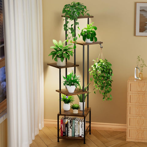 Homsorout plant stand with grow light on top tier promotes healthy indoor greenery