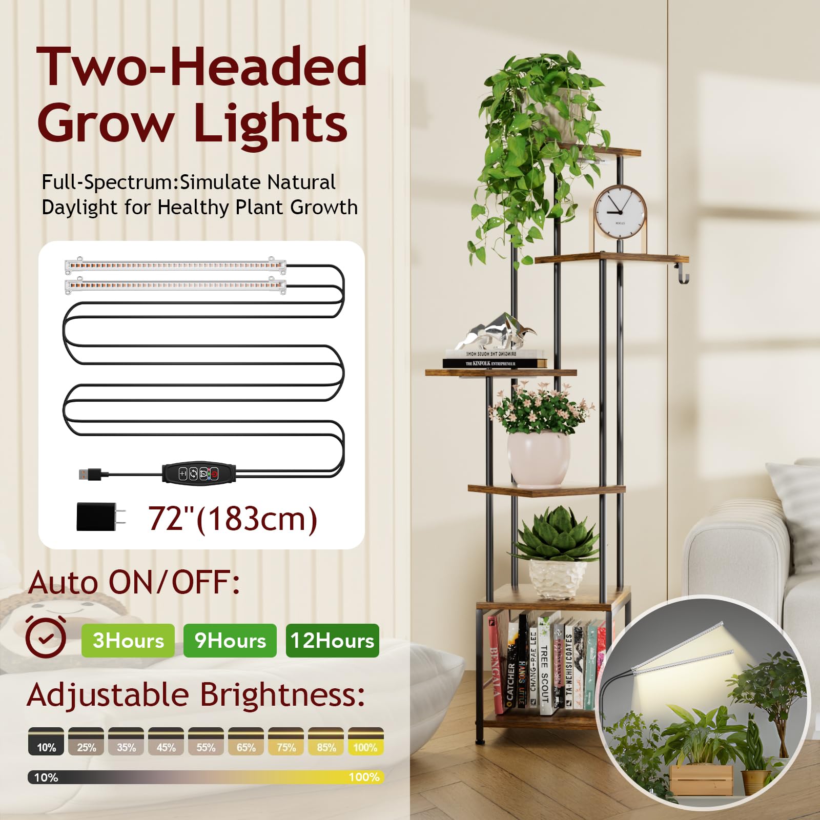 Homsorout plant stand sides hook supports hanging baskets for extra versatility