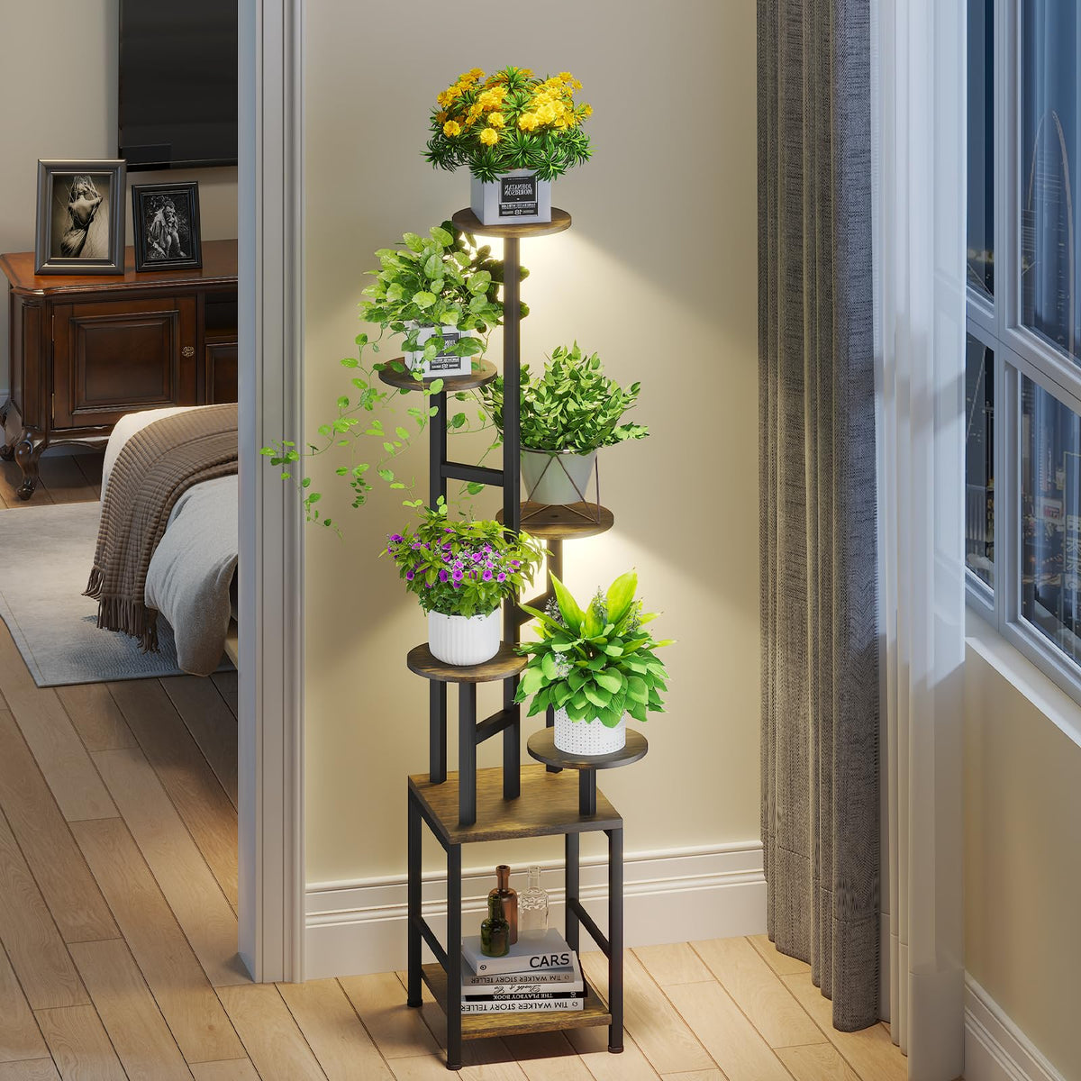Homsorout plant stand six-tier indoor display showcases varied plant heights