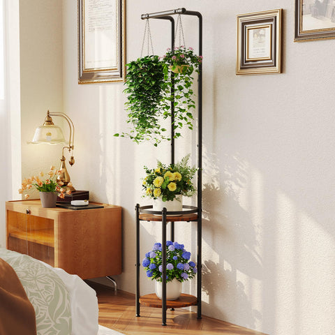 Homsorout plant stand space-saving design fits corners.
