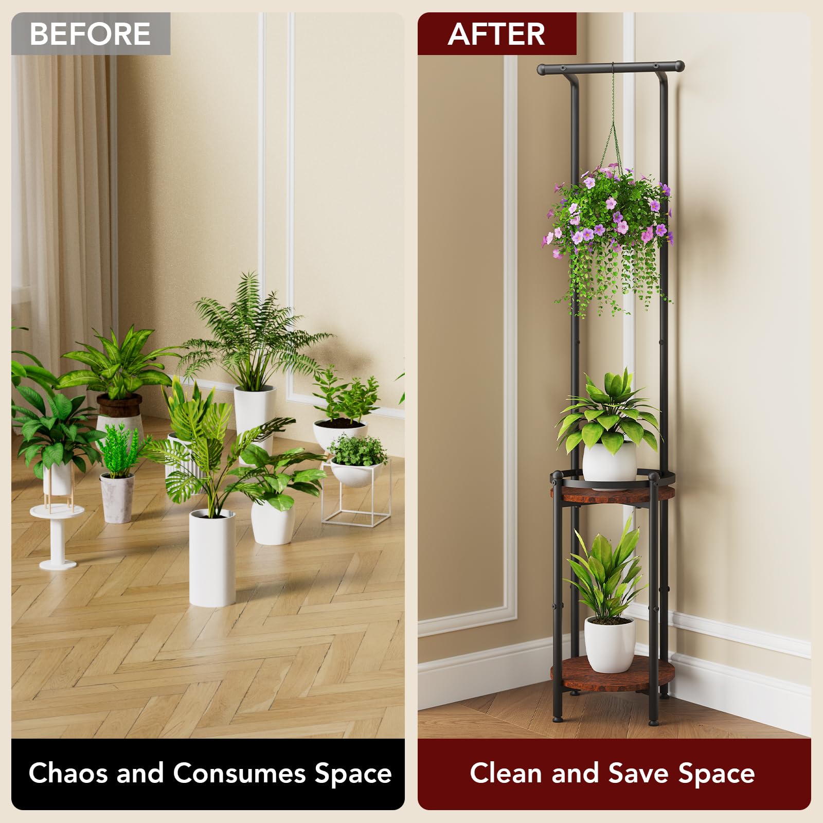 Homsorout plant stand sturdy metal construction for outdoor use.