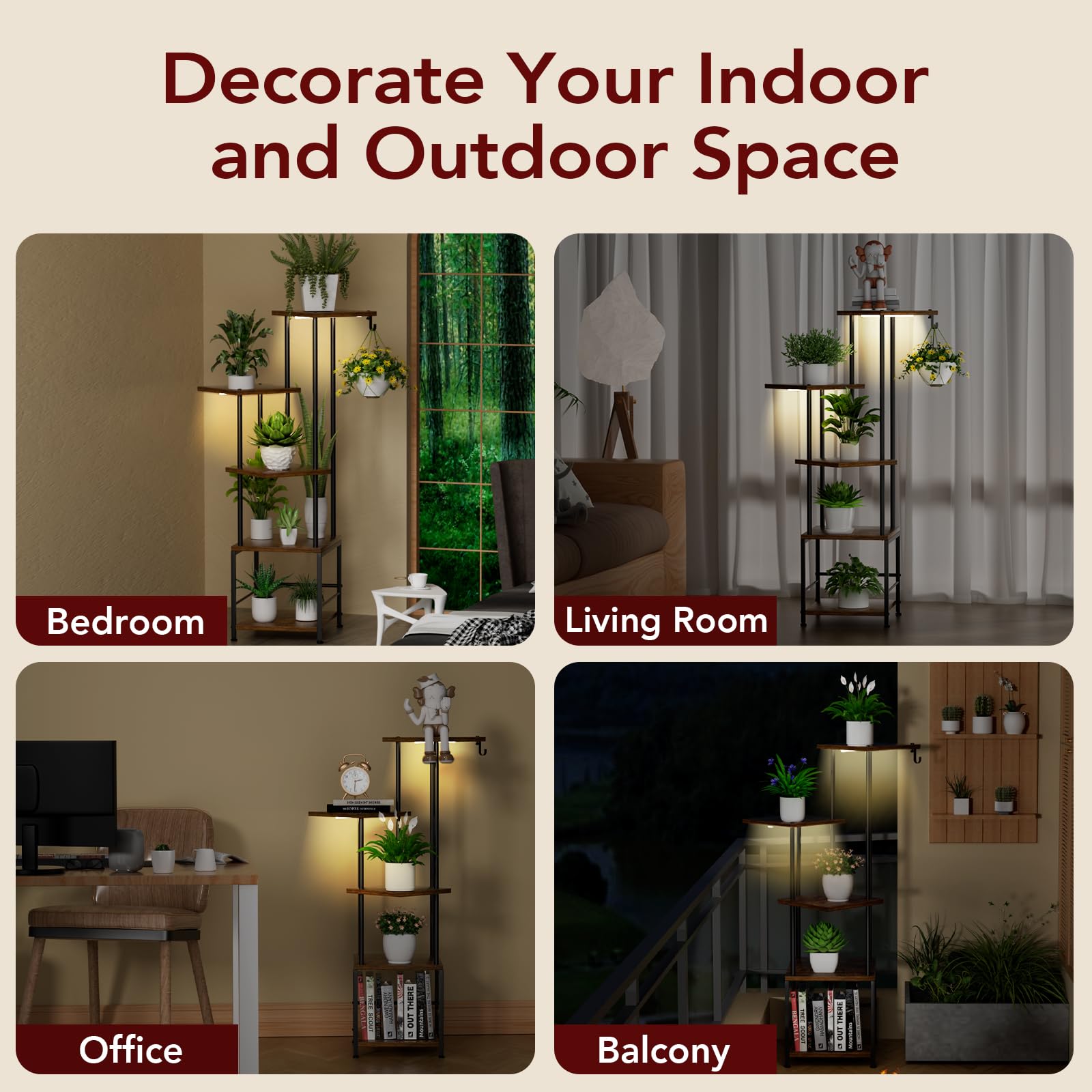 Homsorout plant stand waterproof shelves resist moisture and weather.