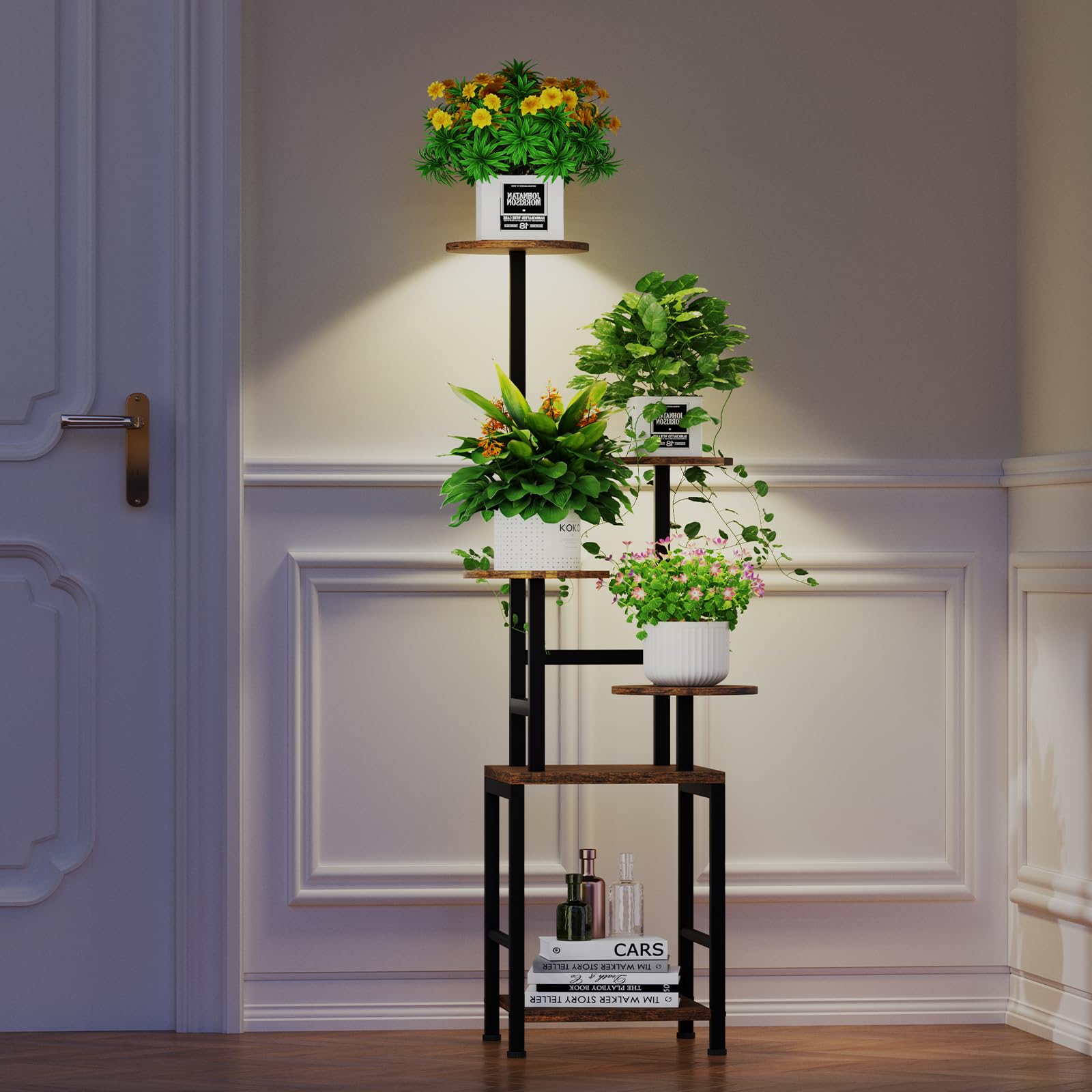 Indoor-outdoor ready Homsorout round plant stand for versatile use