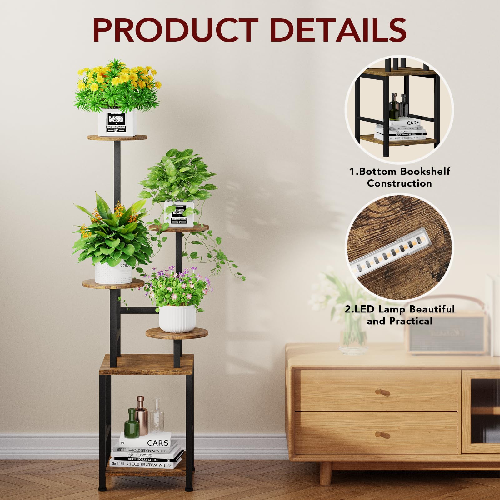 Space-saving corner design from Homsorout plant stand fits small rooms