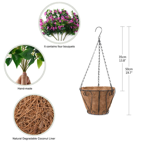 Homsunny four-piece bougainvillea set delivering lifelike texture on balconies.