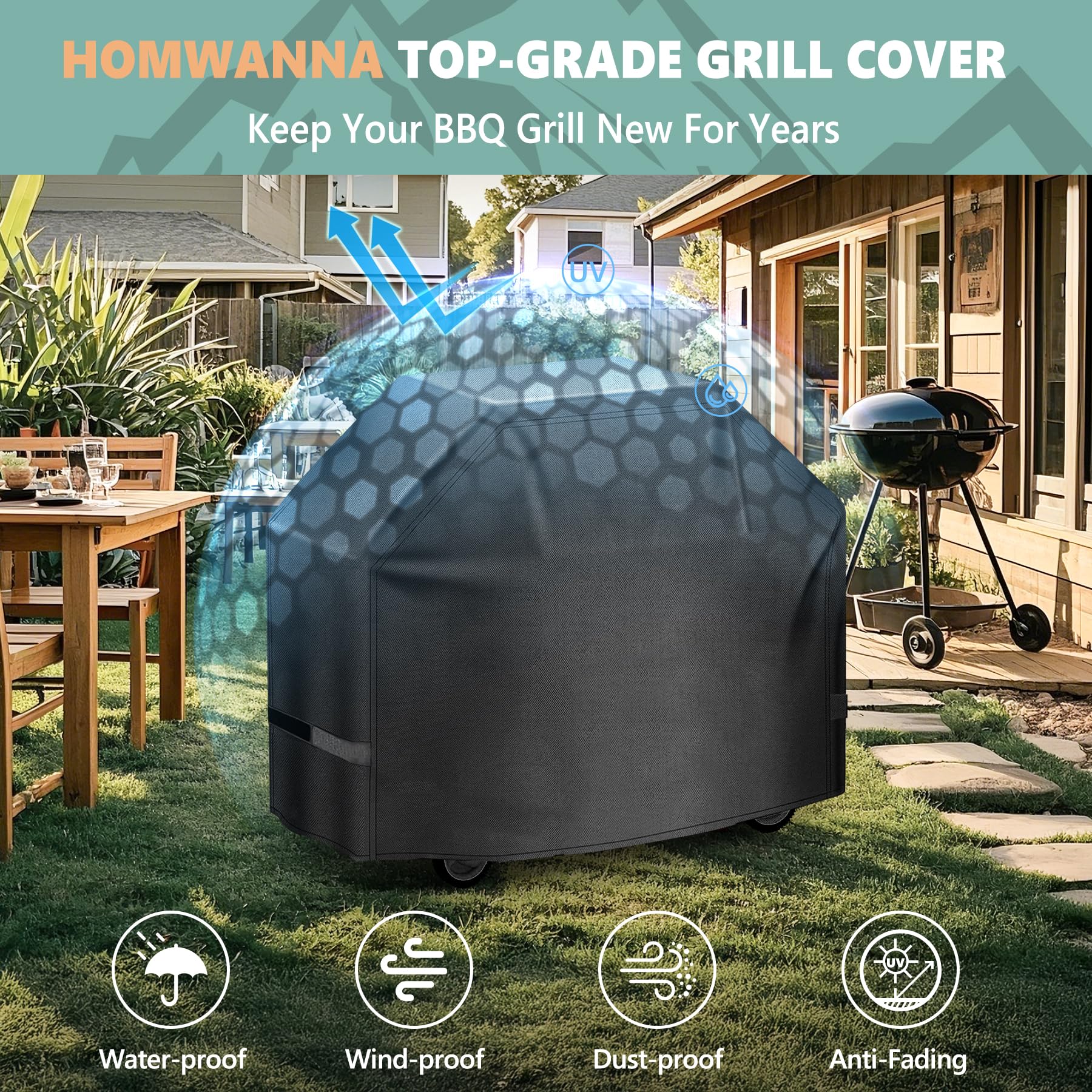 HomWanna grill cover easy-clean storage bag simplifies maintenance