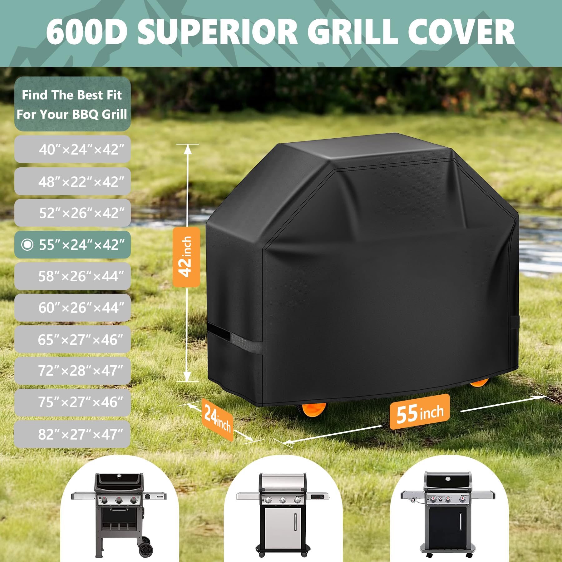 HomWanna waterproof exterior shields grill from moisture and rust