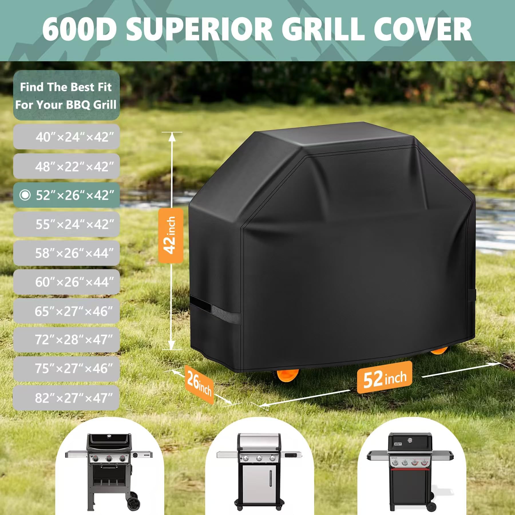 HomWanna grill cover Weber Spirit fit shows precise fit for Spirit grills