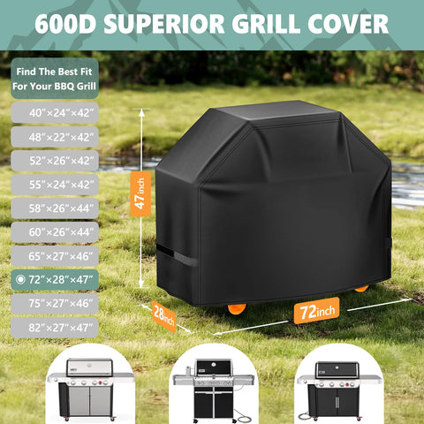 HomWanna grill cover fits Weber Summit series with secure adjustable straps