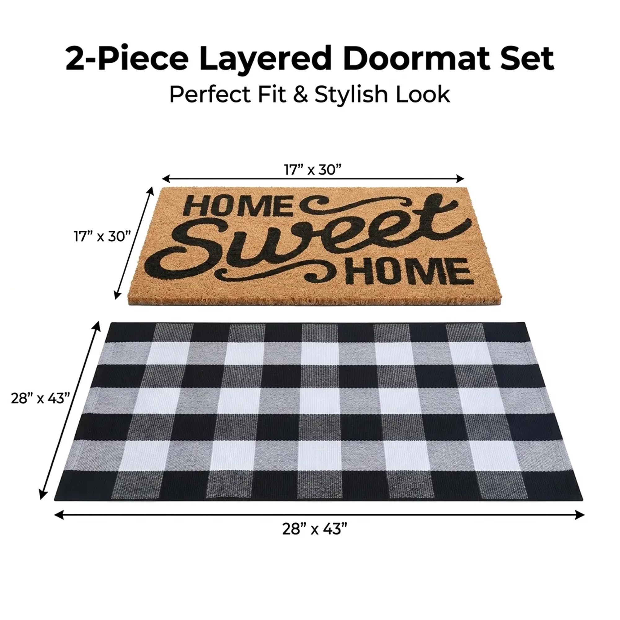 Homydecor buffalo plaid rug for outdoor entry, durable and easy to clean.