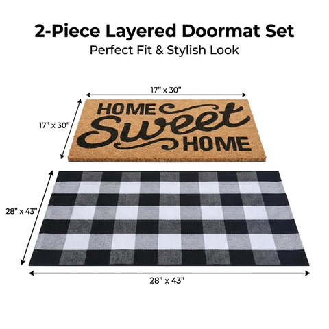 Homydecor buffalo plaid rug for outdoor entry, durable and easy to clean.