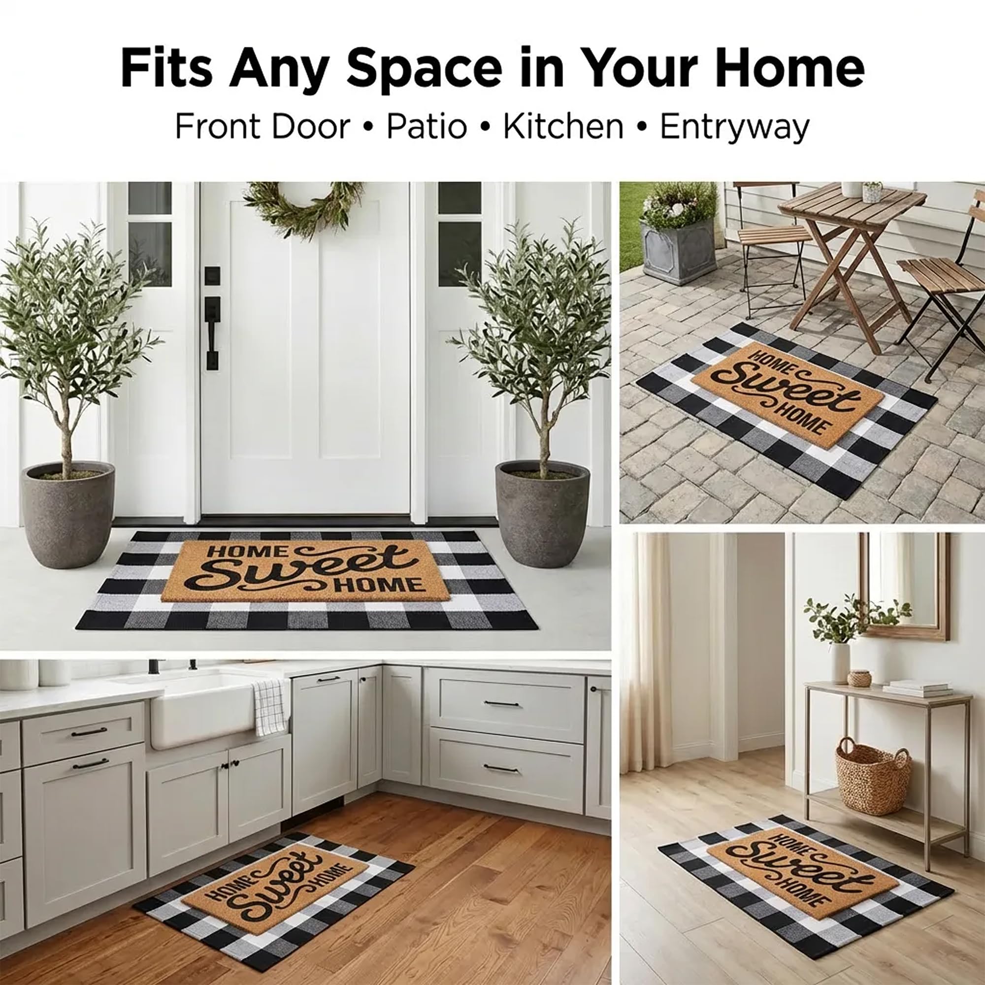 Homydecor soft cotton rug detail provides comfortable underfoot while outdoors.