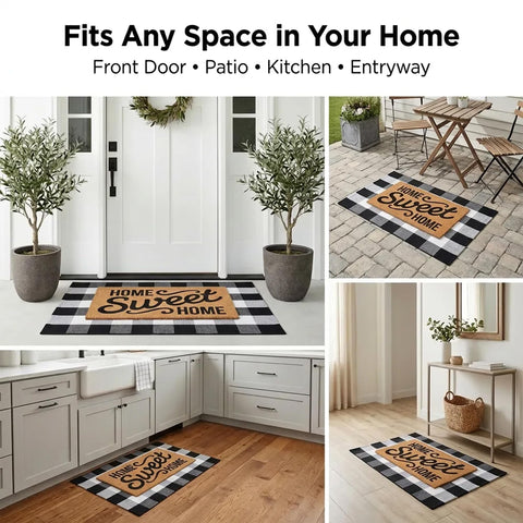 Homydecor soft cotton rug detail provides comfortable underfoot while outdoors.