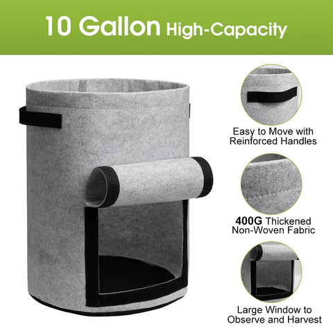 Homyhoo grow bags with harvest window let you check plants at a glance.