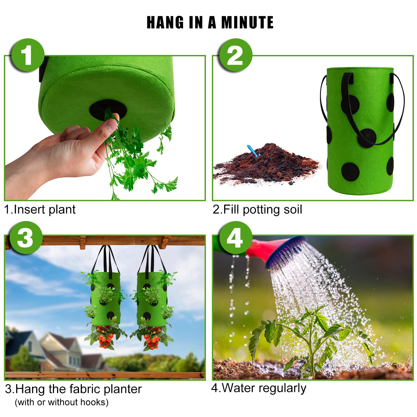 Includes two metal hooks for easy hanging and adjustable sun exposure.
