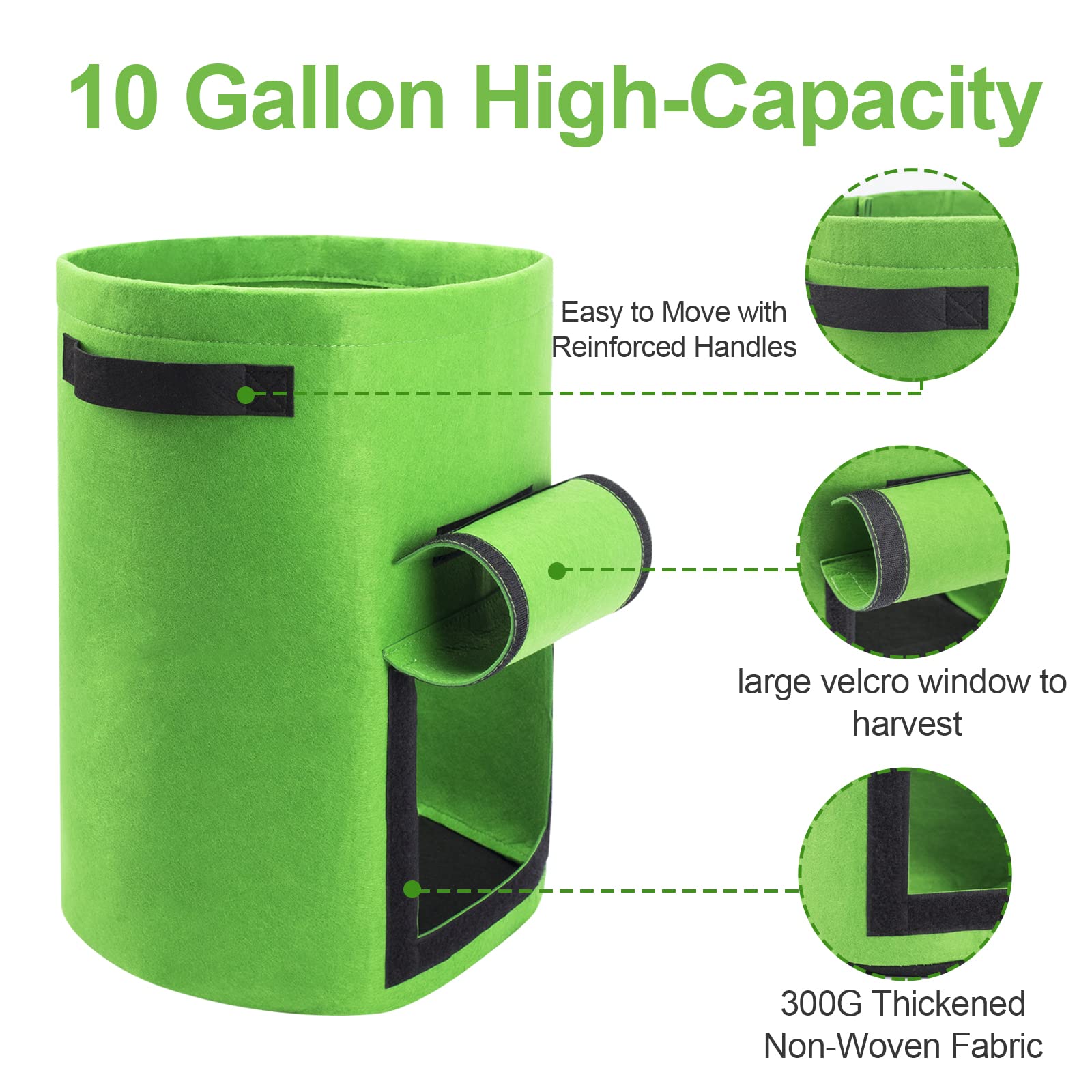 Homyhoo breathable fabric pot bag highlights ventilated roots and healthy growth.