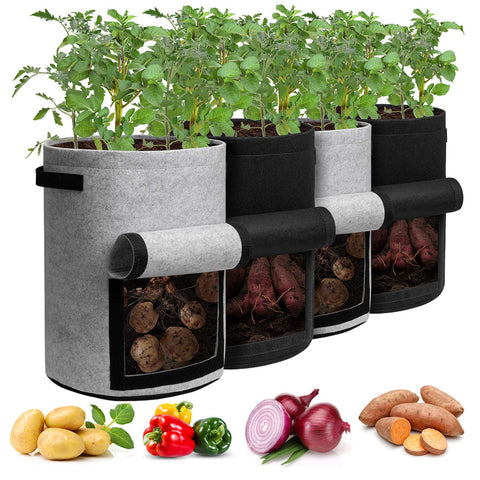 Homyhoo potato grow bags with flap provide easy harvest access and ample 10-gallon capacity.
