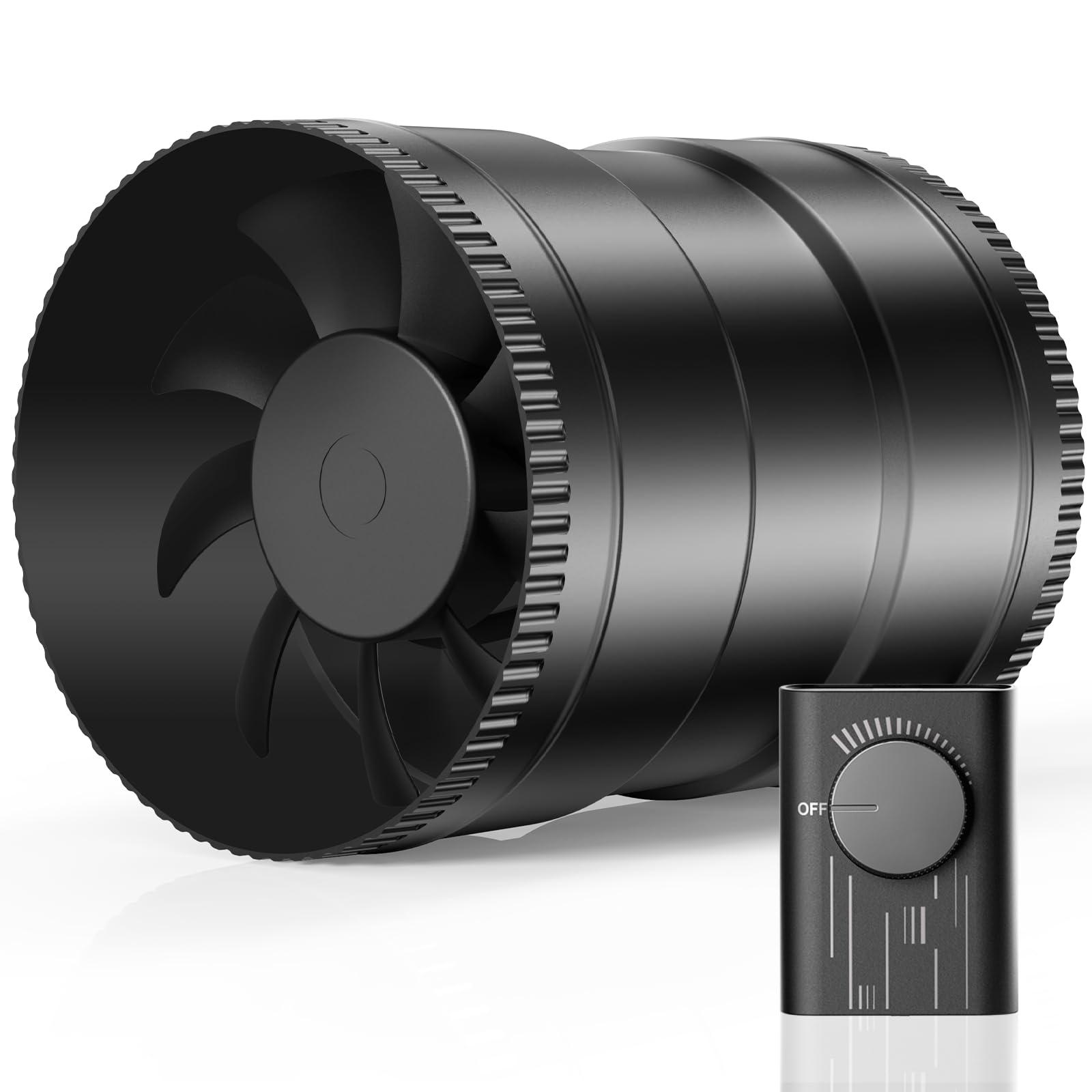 Hon&Guan 6-inch inline duct fan front view showing compact, powerful airflow.