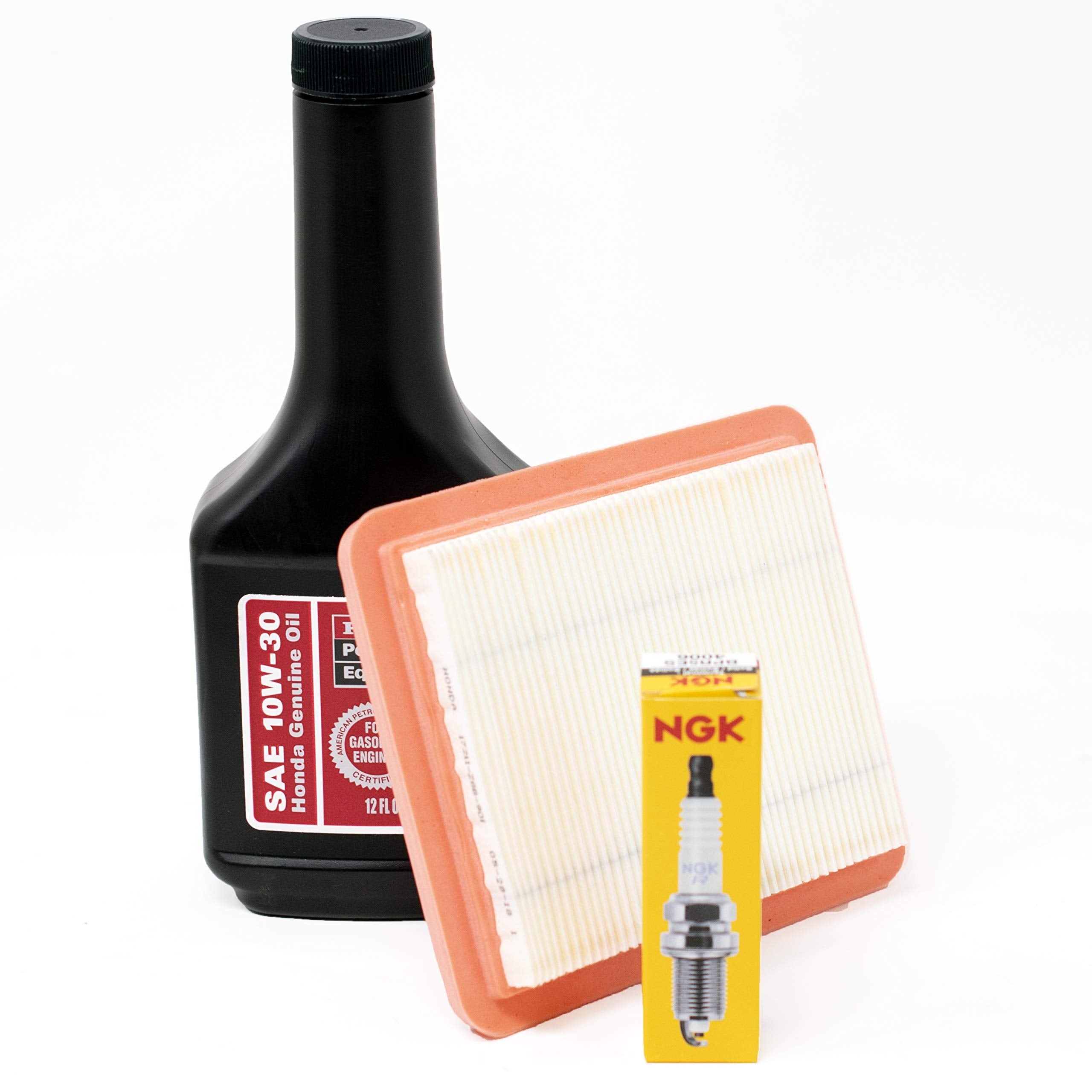 Honda HRR216 tune-up kit contents arranged for quick service and accurate replacement.