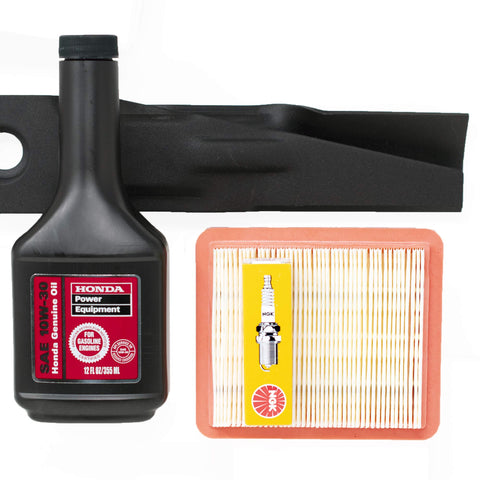 Honda HRR216 tune-up kit packaging shows authentic parts for easy maintenance.