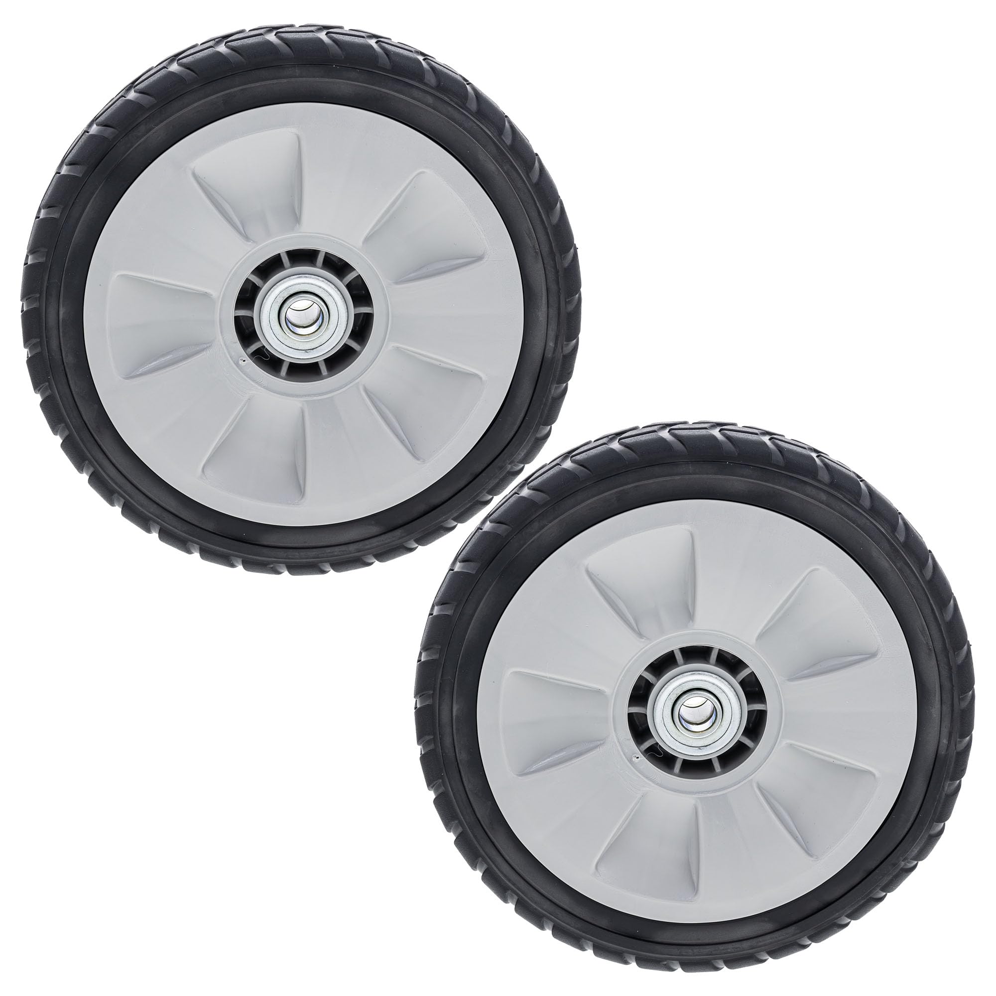 Honda rear wheels RR pack two for compatible mowers, enhanced stability.