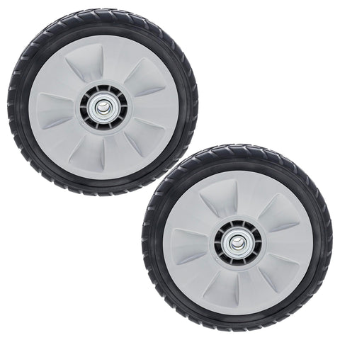 Honda rear wheels RR pack two for compatible mowers, enhanced stability.