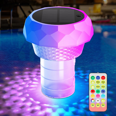 Honeasort 2025 upgrade solar pool chlorine floater with bright LED lights for evening ambiance