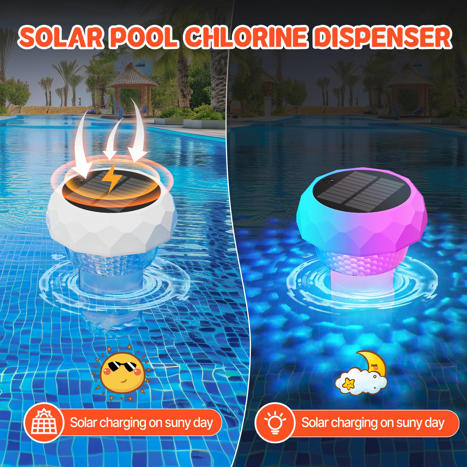 Honeasort solar pool lights remote control enables quick color changes for pool parties