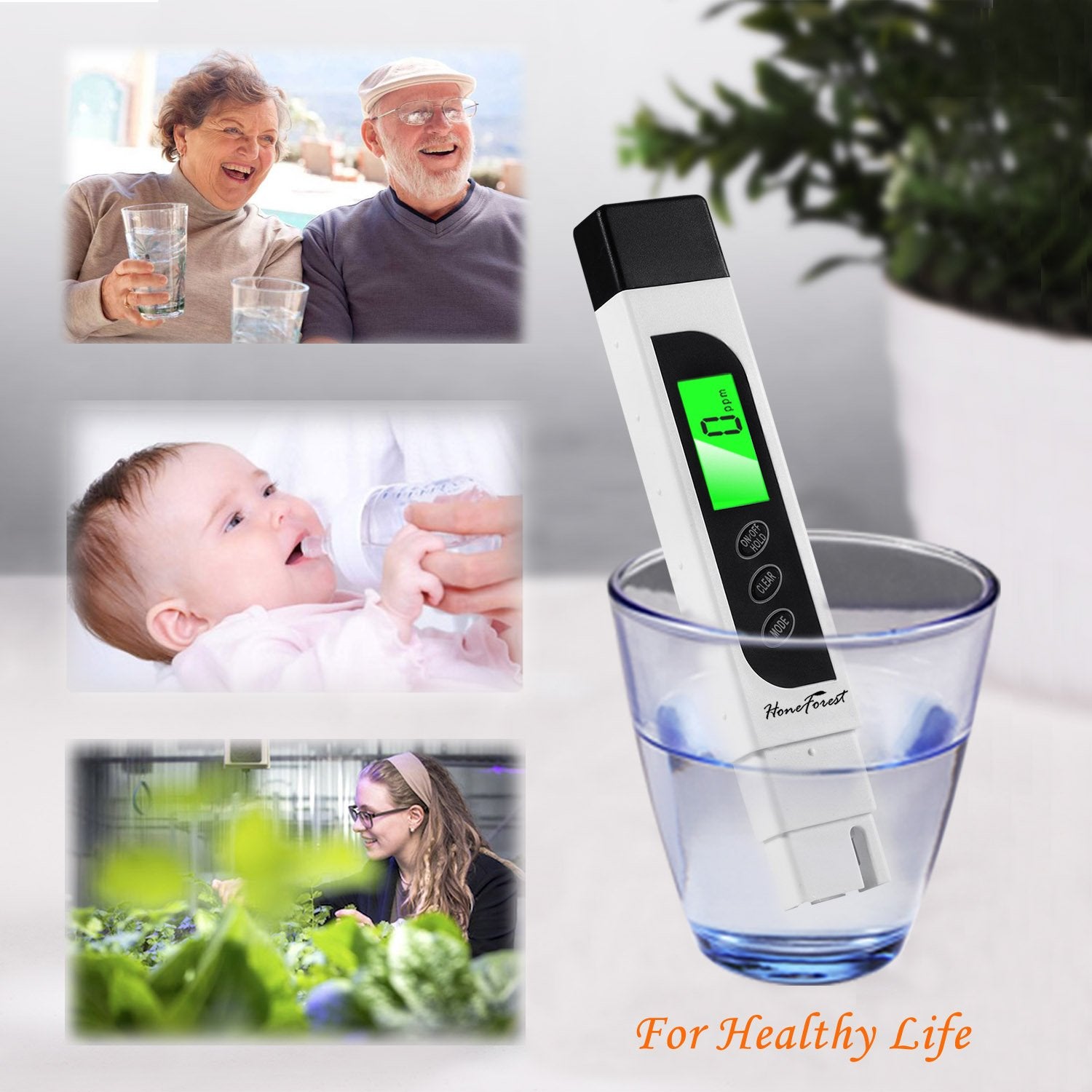 HoneForest TDS Meter 3-in-1 function with auto-lock feature.