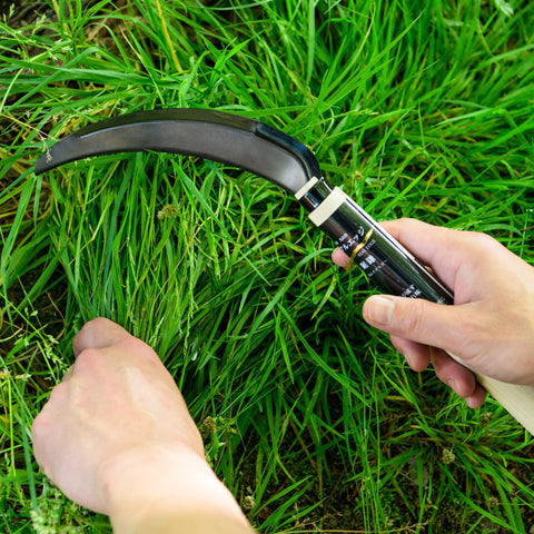 HONEN real edge saw-sickle used for harvesting vegetables in garden