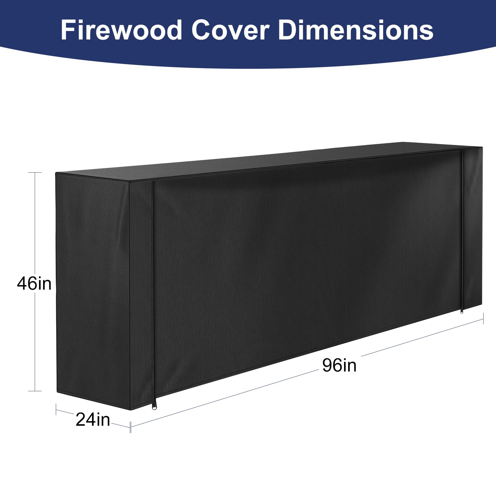 Honest Outfitters 8ft firewood rack cover side view keeps rack secured in storms