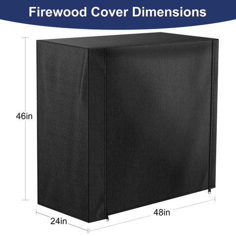 HONEST OUTFITTERS firewood cover side profile shows secure tie-down straps