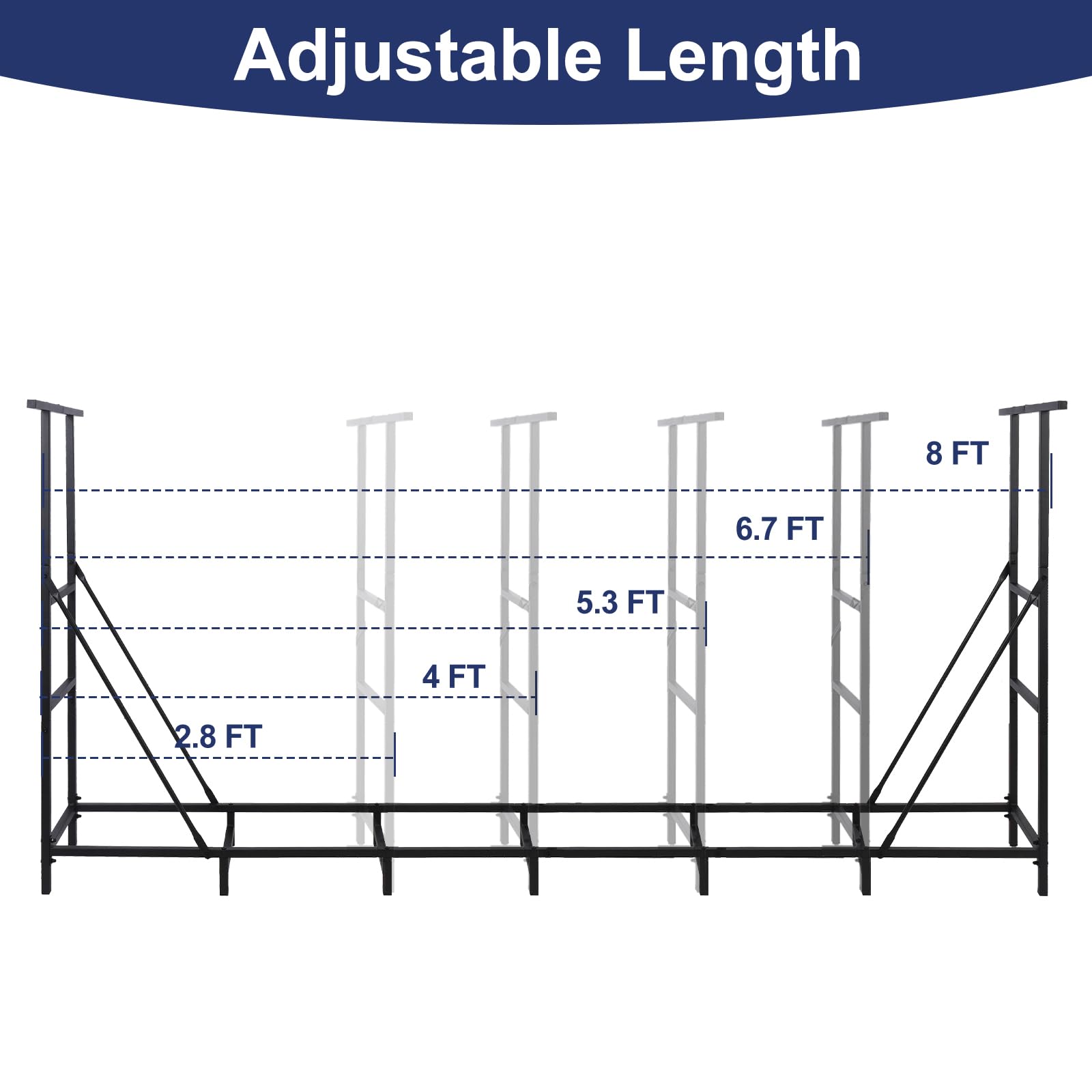 Honest Outfitters sturdy eight-foot rack with stable feet prevents tipping.