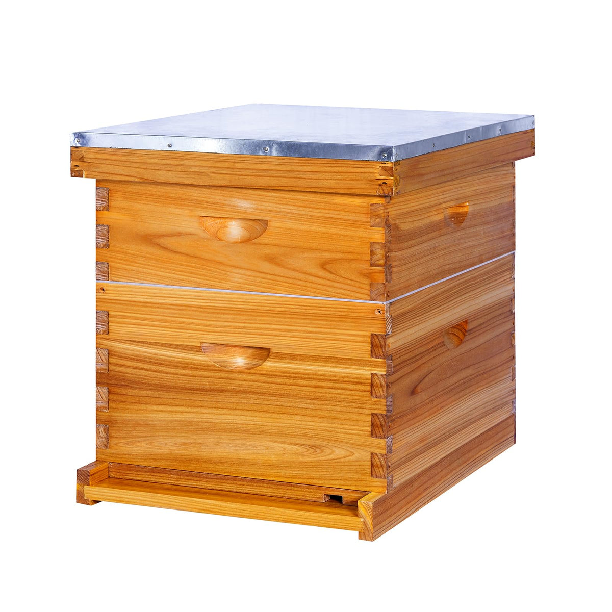 Honey Lake beehive front view showing sturdy cedar construction for durability